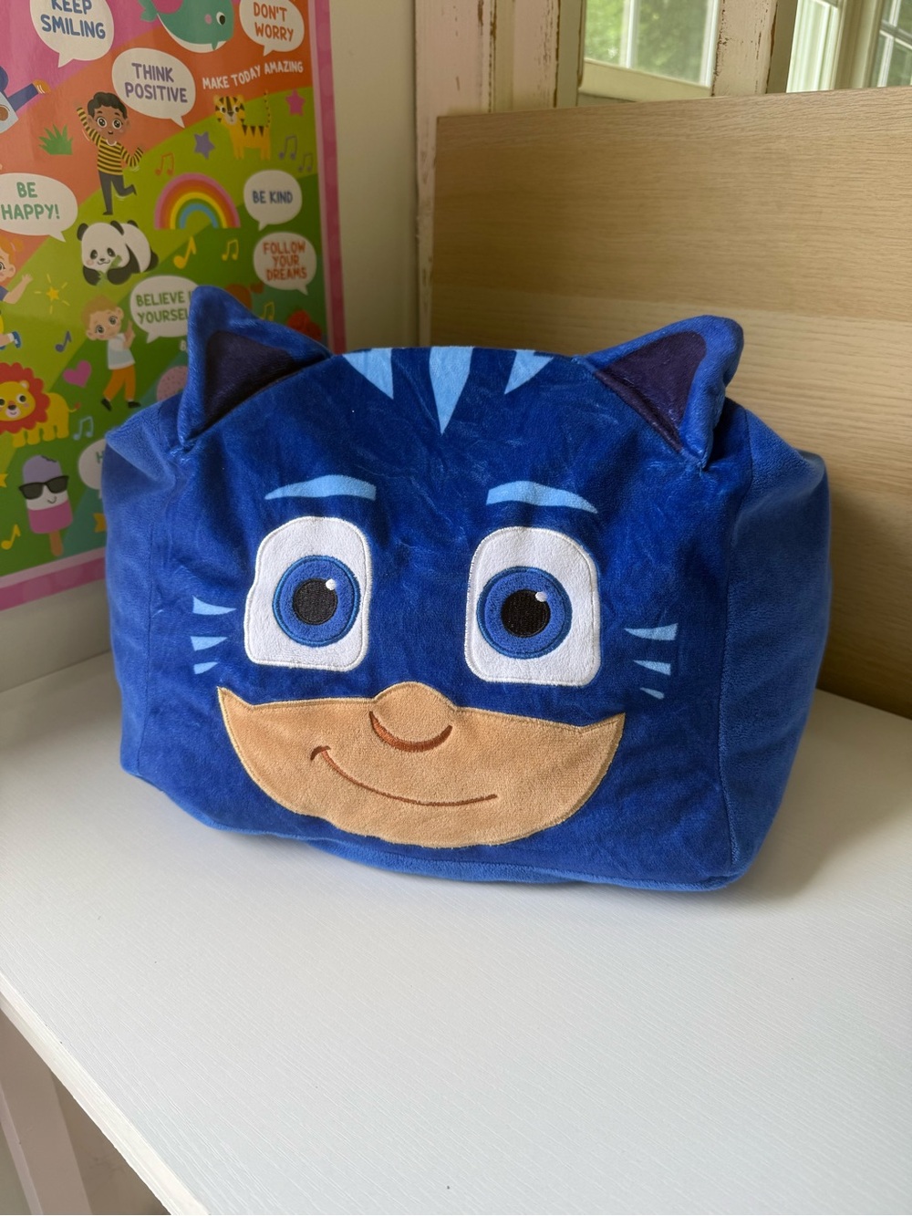 PJ Masks Catboy Bean Bag Cushion Chair Cube Pillow Blue Fuzzy Soft Crash Cushion